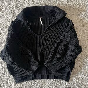 Free People Black Cowl Neck Sweater